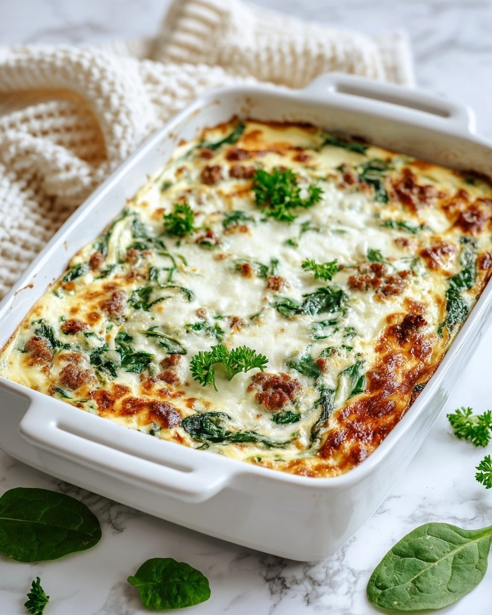 Keto Ground Turkey and Spinach Casserole Recipe - Recipe Image — Keto Ground Turkey and Spinach Casserole, low-carb turkey casserole, healthy keto ground turkey recipes, spinach and turkey casserole, easy keto dinner ideas