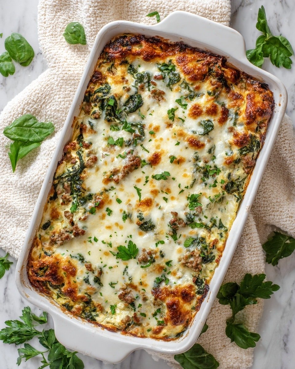 Keto Ground Turkey and Spinach Casserole Recipe - Serving Photo — Keto Ground Turkey and Spinach Casserole, low-carb turkey casserole, healthy keto ground turkey recipes, spinach and turkey casserole, easy keto dinner ideas