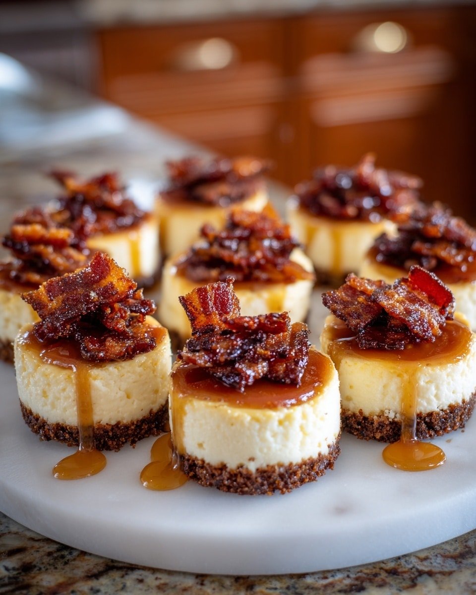 Indulgent Spicy Maple Bacon Cheesecake Bites Recipe - Serving Photo — Indulgent Spicy Maple Bacon Cheesecake Bites, spicy bacon cheesecake bites, maple bacon appetizer, sweet spicy savory snack, bite-sized bacon cheesecake