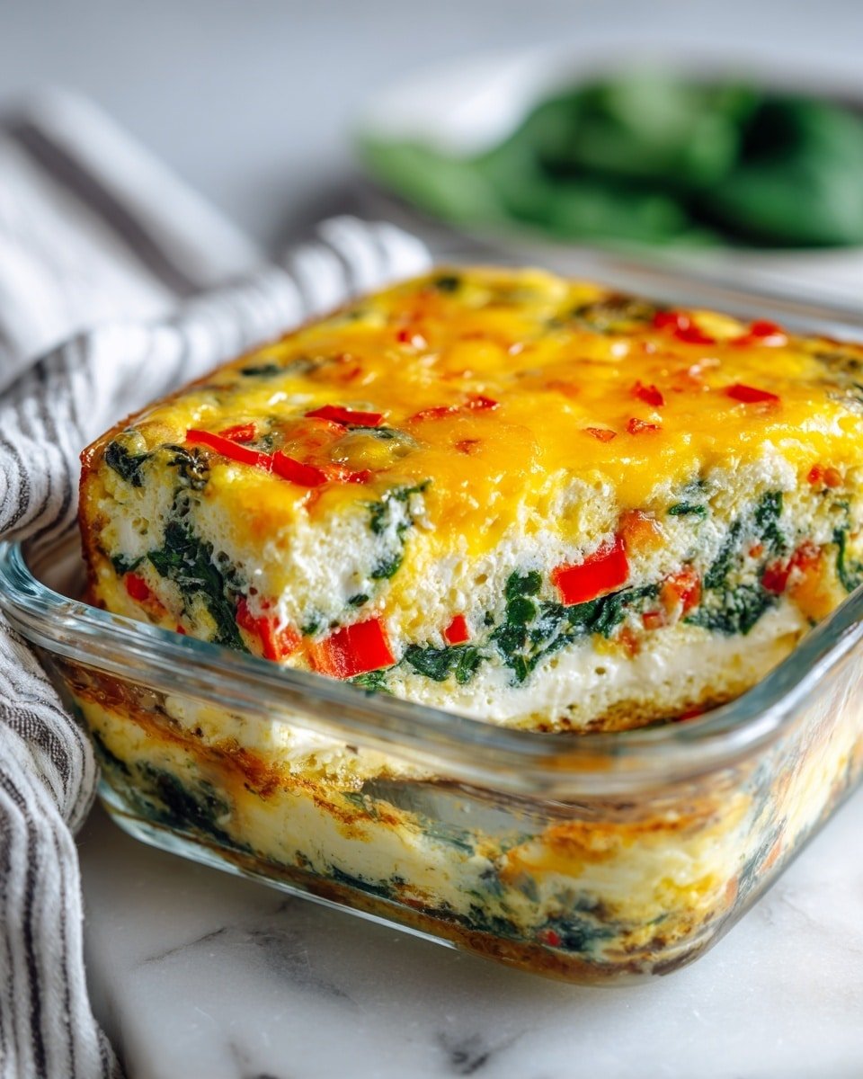 Keto Egg and Spinach Breakfast Casserole Recipe - Serving Photo — Keto Egg and Spinach Breakfast Casserole, low-carb breakfast bake, healthy egg casserole, spinach and cheese breakfast dish, keto brunch ideas