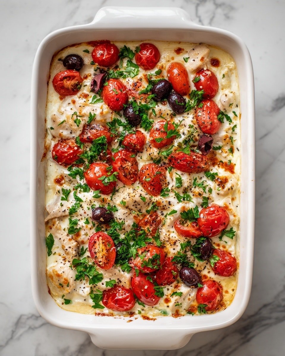 Keto Greek Chicken Casserole Recipe - Serving Photo — Keto Greek Chicken Casserole, Greek chicken bake, low-carb Mediterranean chicken, keto chicken dinner, healthy Greek casserole