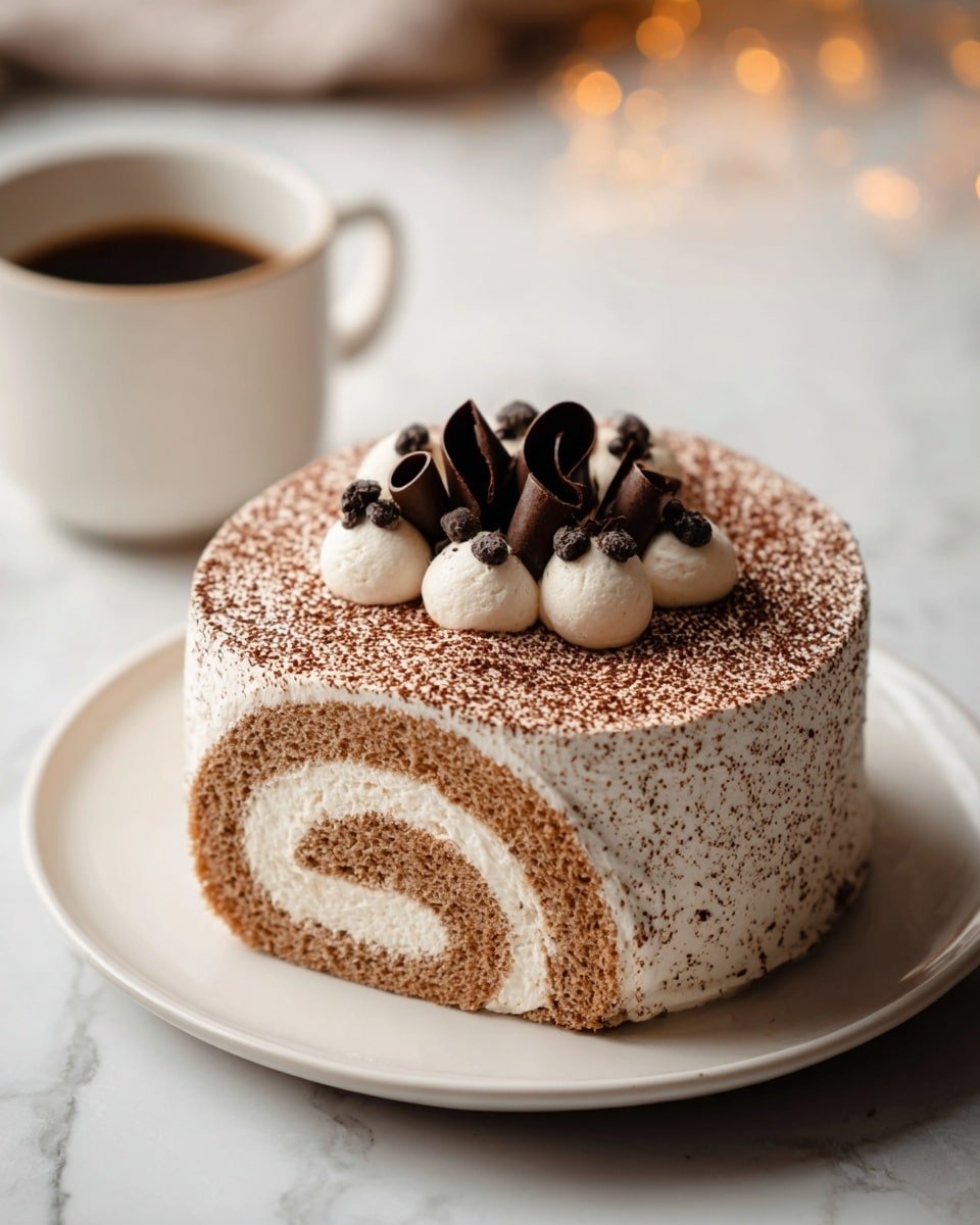 Gourmet Tiramisu Yule Log Cake Recipe - Recipe Image — Gourmet Tiramisu Yule Log Cake, festive tiramisu roll, holiday yule log dessert, coffee mascarpone cake, Christmas tiramisu cake