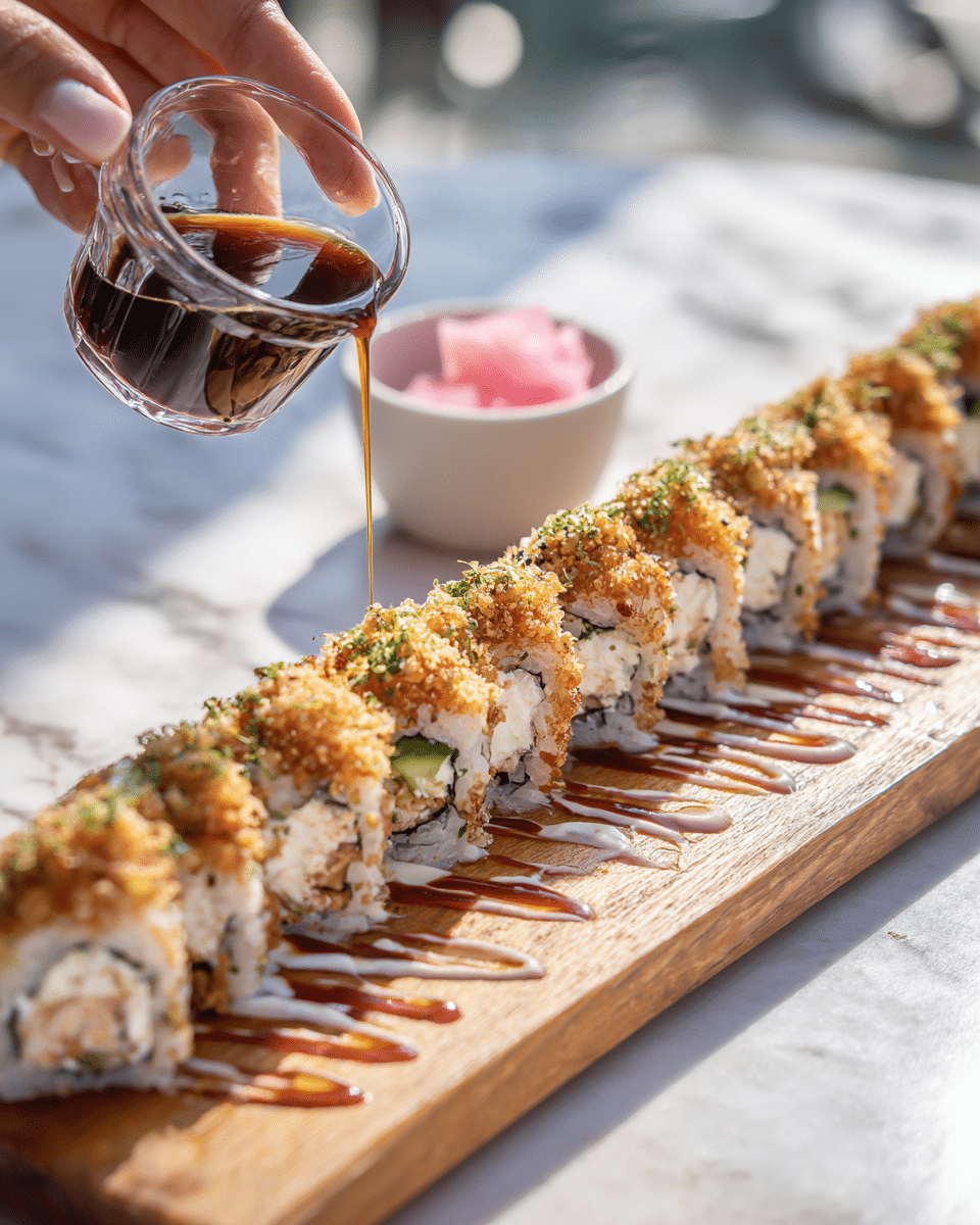 Homemade California Crunch Roll Sushi Recipe - Recipe Image — Homemade California Crunch Roll Sushi, California Crunch Roll Sushi, sushi roll recipe, easy sushi recipes, homemade sushi ideas