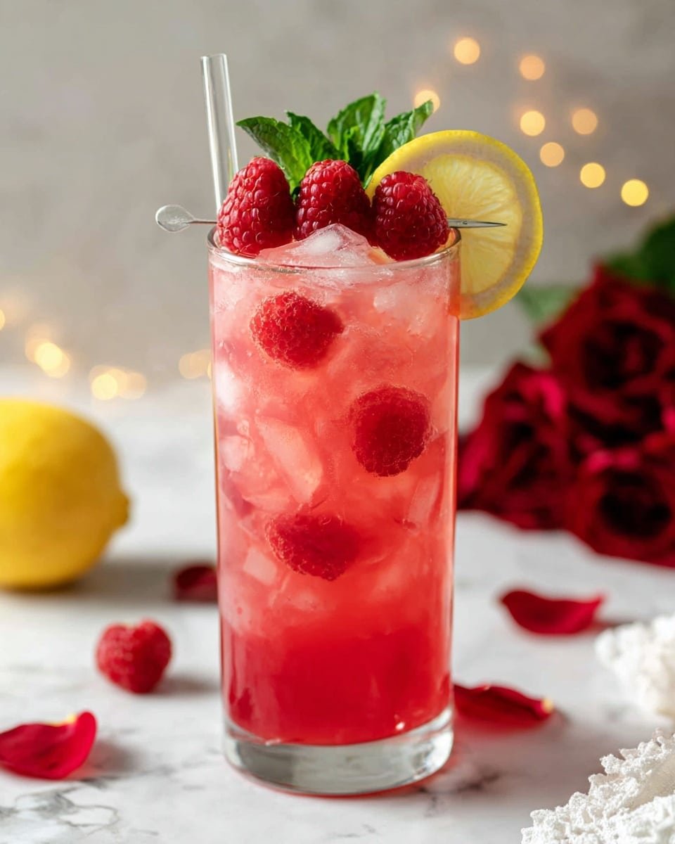 Cupid’s Spiked Raspberry Lemonade Recipe - Recipe Image — Cupid’s Spiked Raspberry Lemonade, raspberry lemonade cocktail, easy summer drinks, fruity vodka cocktails, party drink recipes