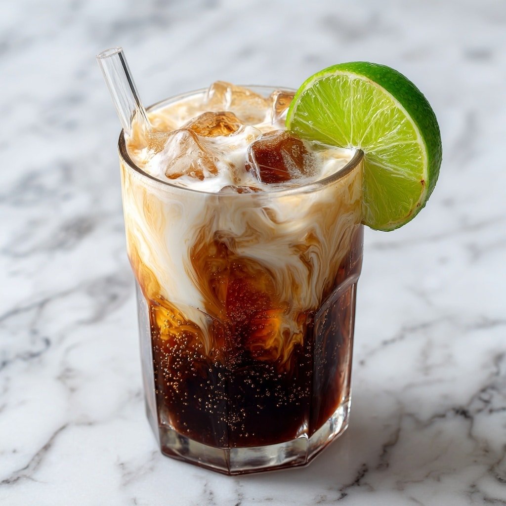 Coconut Kiss Dirty Soda Recipe - Recipe Image — Coconut Kiss Dirty Soda, tropical soda drinks, creamy soda cocktails, non-alcoholic soda recipes, refreshing coconut soda