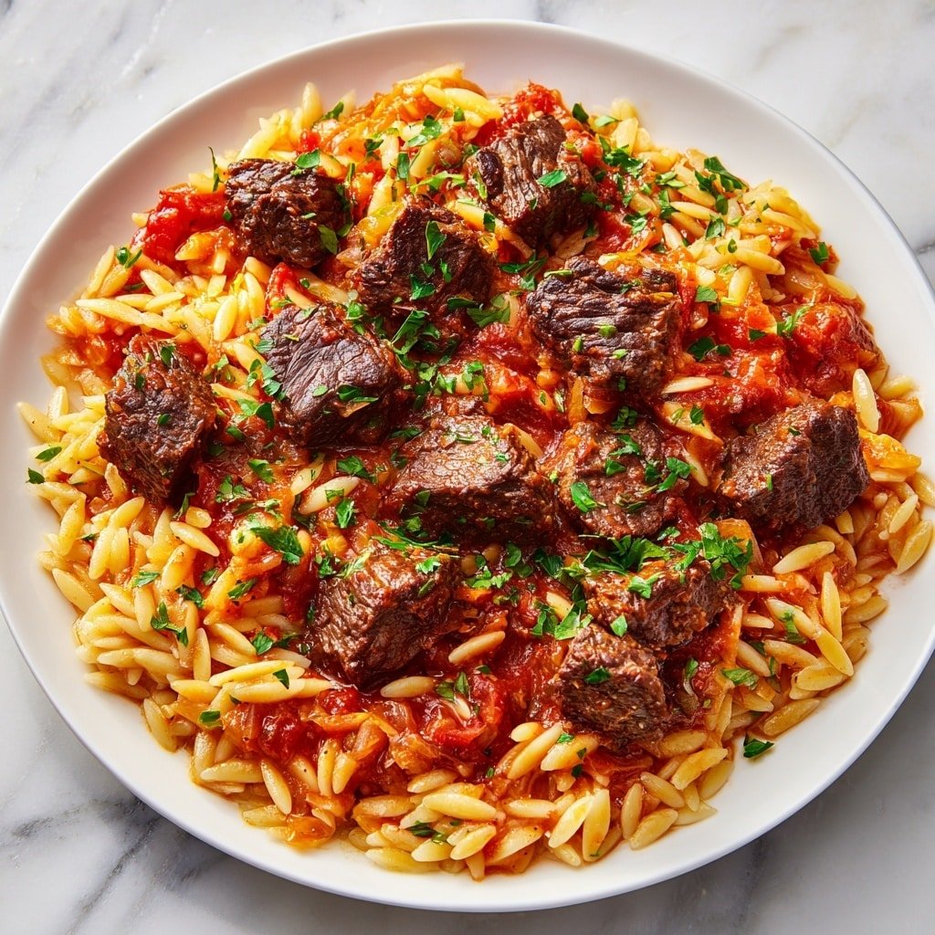 Greek Manestra Recipe - Recipe Image — Greek Manestra, Greek Manestra recipe, Greek comfort food, Mediterranean beef and orzo, hearty Greek stew