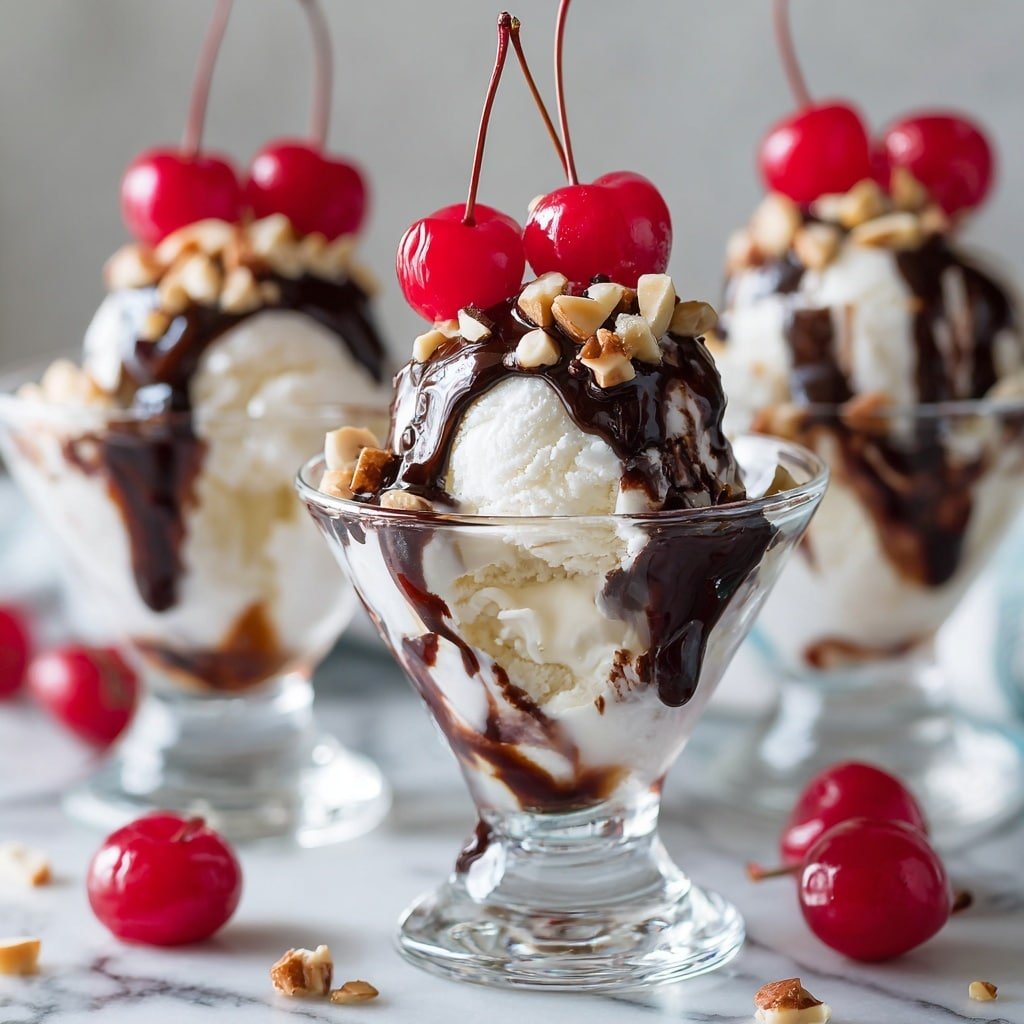 Hot Fudge Sundae Recipe - Recipe Image — Hot Fudge Sundae, classic ice cream dessert, easy chocolate sundae, homemade hot fudge sauce, creamy vanilla ice cream