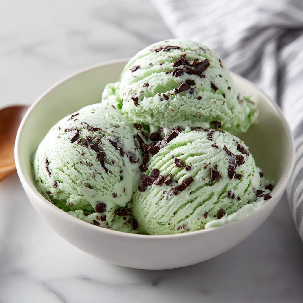 Mint Chocolate Chip Ice Cream Recipe - Recipe Image — Mint Chocolate Chip Ice Cream, homemade mint chocolate chip ice cream, best mint ice cream recipe, easy mint ice cream, chilled chocolate chip dessert