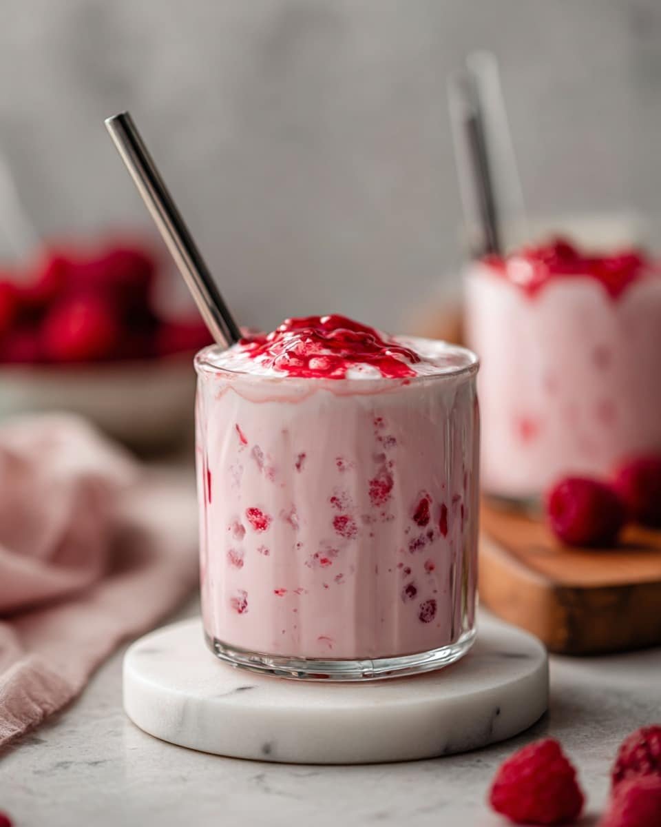 Vanilla Raspberry Iced Latte: A Refreshing Drink Recipe - Recipe Image — Vanilla Raspberry Iced Latte, raspberry espresso drink, fruity iced coffee, vanilla flavored coffee recipe, summer coffee beverages