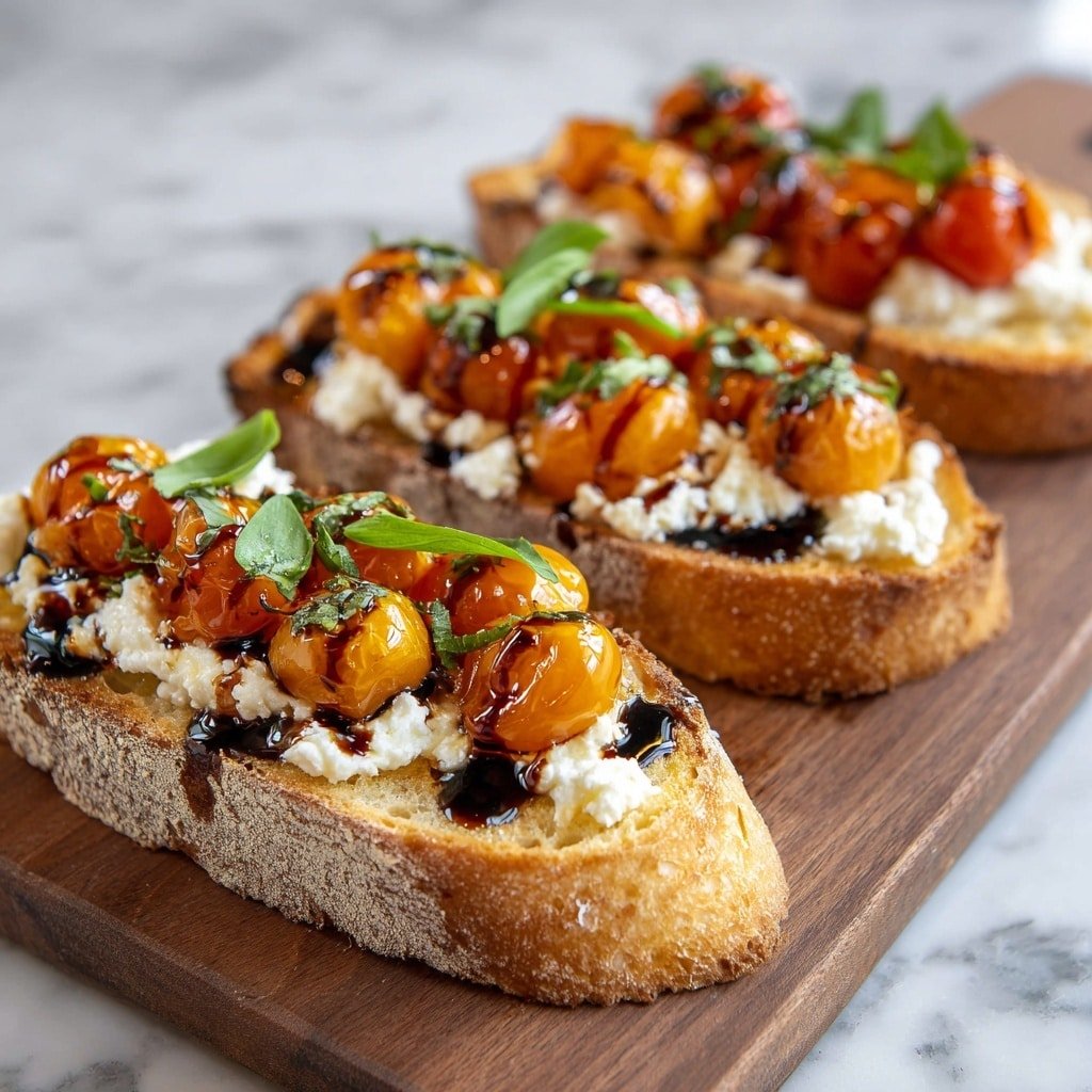 Roasted Tomato Burrata Bruschetta Recipe - Recipe Image — Roasted Tomato Burrata Bruschetta, easy tomato appetizer, summer bruschetta ideas, creamy burrata recipes, flavorful tomato starter