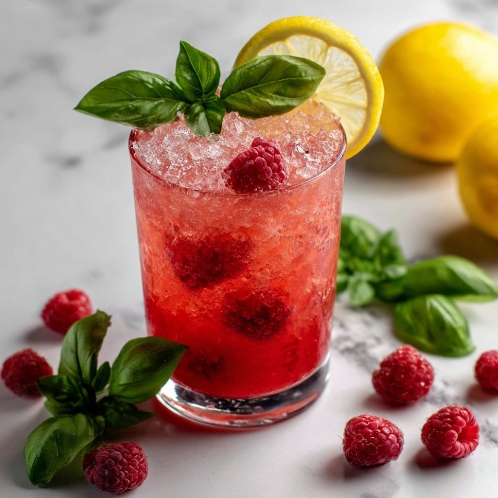 Raspberry Lemon Basil Fizz Recipe - Recipe Image — Raspberry Lemon Basil Fizz, refreshing berry lemon drink, sparkling raspberry lemon basil, summer berry mocktail, citrus herb sparkling water