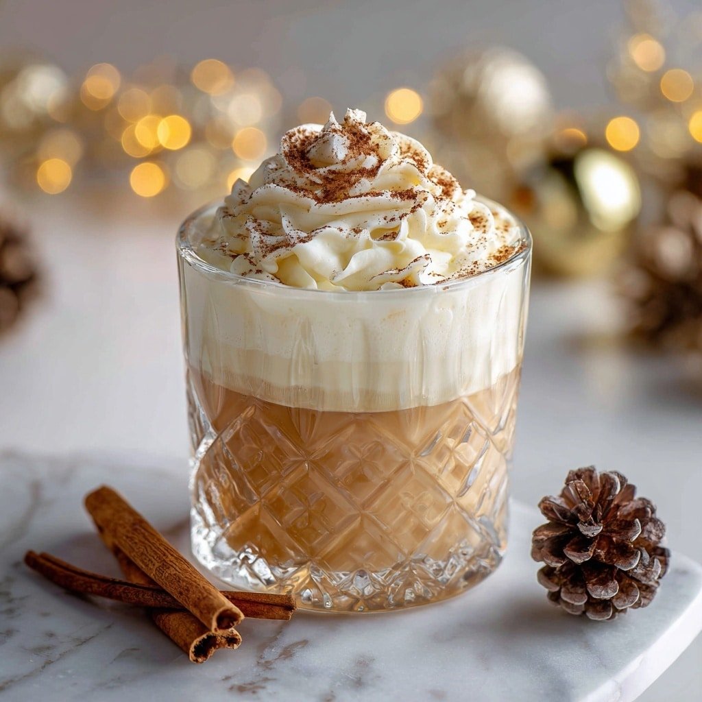 Gingerbread Eggnog Cocktail Recipe - Recipe Image — Gingerbread Eggnog Cocktail, holiday eggnog drinks, cozy holiday cocktails, festive gingerbread cocktail, easy holiday eggnog recipe