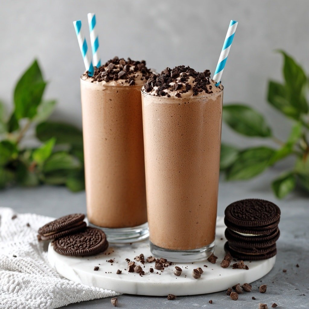 Vegan Oreo Milkshake Recipe - Recipe Image — Vegan Oreo Milkshake, dairy-free chocolate milkshake, plant-based Oreo shake, vegan dessert recipes, easy vegan milkshake