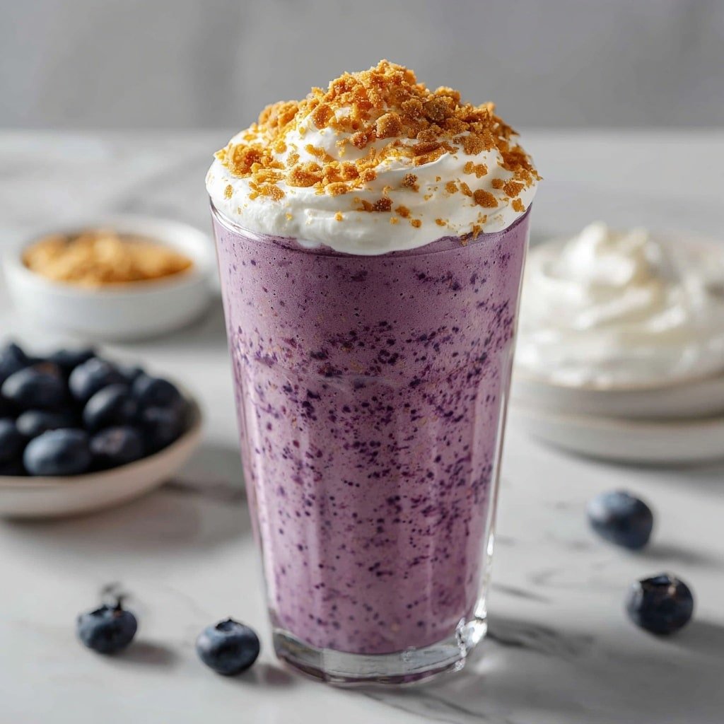 Blueberry Cheesecake Milkshake Recipe - Recipe Image — Blueberry Cheesecake Milkshake, blueberry cheesecake milkshake recipe, creamy blueberry milkshake, fruity cheesecake shake, easy milkshake recipes
