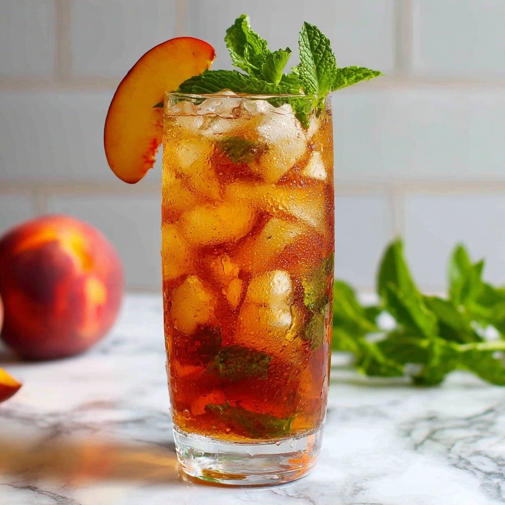 Peach Iced Tea Fizz Recipe - Recipe Image — Peach Iced Tea Fizz, peach iced tea drinks, refreshing iced tea recipes, bubbly fruit beverages, summer peach beverages