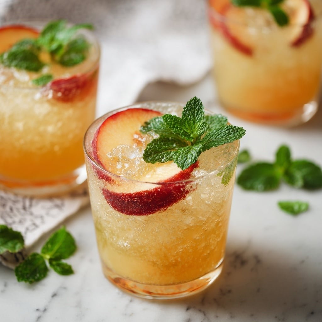 Ginger Peach Sparkler Recipe - Recipe Image — Ginger Peach Sparkler, peach sparkling drink, homemade ginger peach beverage, refreshing fruit cocktail, bubbly peach ginger drink