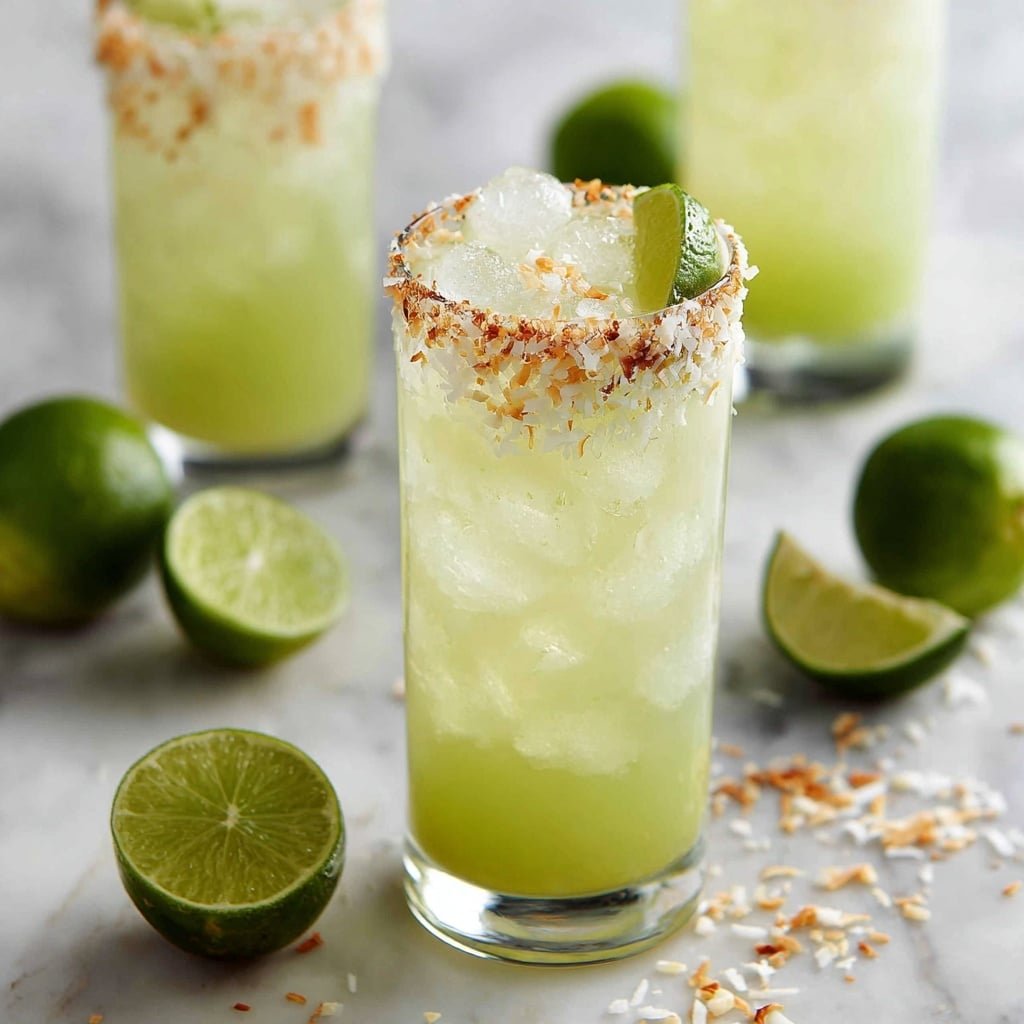 Coconut Lime Refresher Recipe - Recipe Image — Coconut Lime Refresher, tropical beverage with coconut and lime, easy citrus drink, refreshing summer drink, healthy Coconut Lime refresher