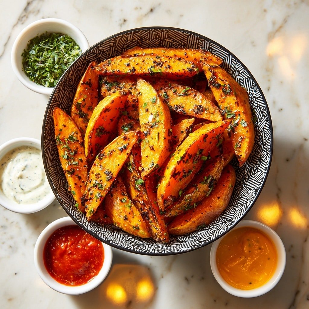 Sweet Potato Fries Recipe - Recipe Image — Sweet Potato Fries, healthy sweet potato fries, crispy sweet potato fries, baked sweet potato fries, easy sweet potato fries