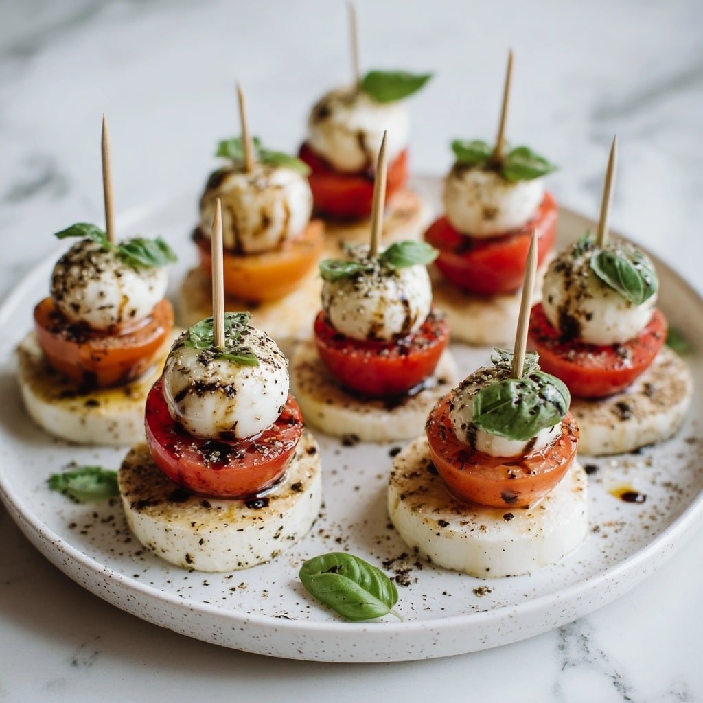Mini Caprese Salad Bites Recipe - Recipe Image — Mini Caprese Salad Bites, Caprese Salad Skewers, Easy Caprese Appetizer, Fresh Caprese Finger Food, Summery Caprese Snacks