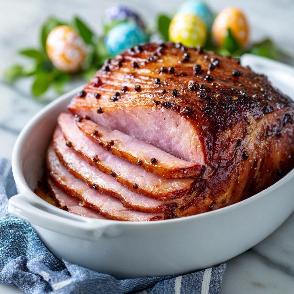 Honey Glazed Ham Recipe - Recipe Image — Honey Glazed Ham, Holiday Ham Recipes, Easy Ham Glaze, Sweet and Savory Ham, Classic Ham Dinner