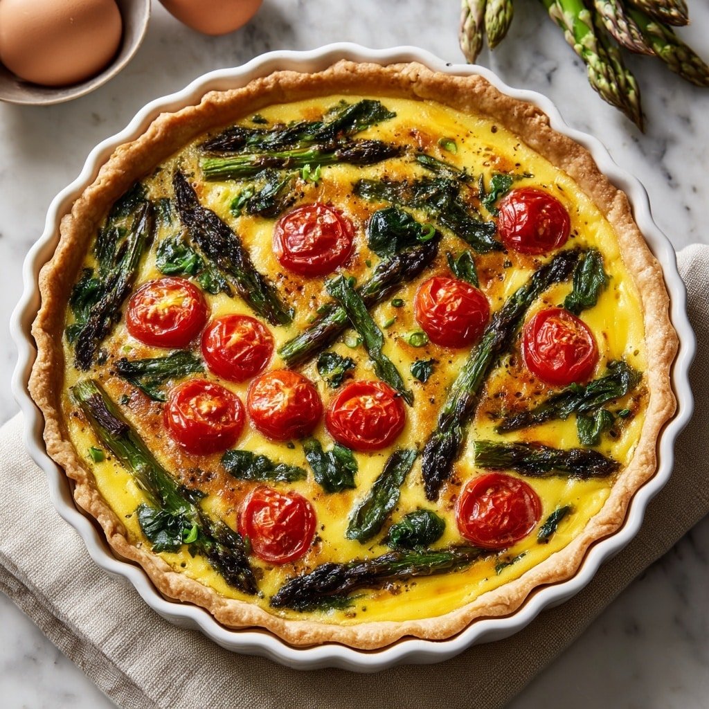 Spring Vegetable Quiche Recipe - Recipe Image — Spring Vegetable Quiche, easy vegetable quiche with asparagus and spinach, healthy spring brunch ideas, vegetarian quiche recipes, seasonal vegetable brunch dishes